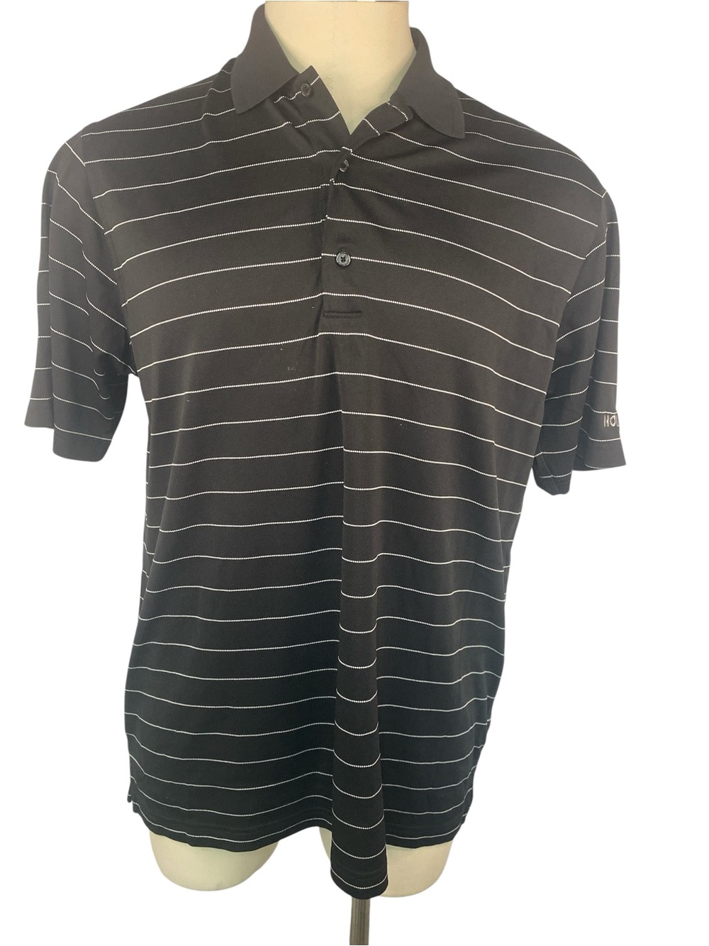 Greg Norman Black Striped Polo Shirt Men’s Large